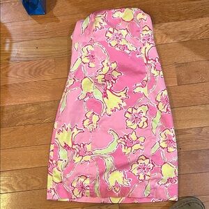 Lilly Pulitzer Strapless Dress in Pink and Yellow Floral